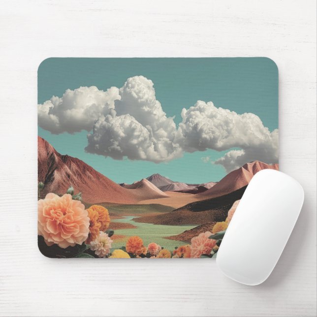 Tapis De Souris Surreal Floral Mountainscape With Dramatic Clouds (Avec souris)