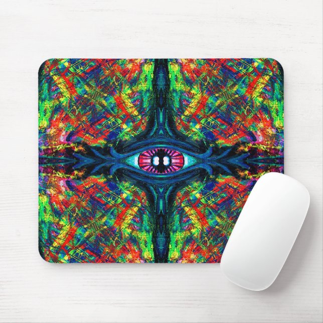 Tapis De Souris Surreal Twisted Trippy Eye Visionary Oil Painting  (Avec souris)