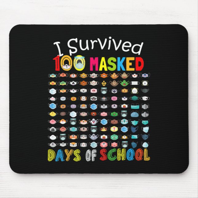 Tapis De Souris Survécu 100 Jours Masqués De L'École 100 Masques A (Devant)
