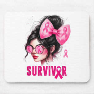 Tapis De Souris Survivant Conscience du cancer du sein Pink Messy