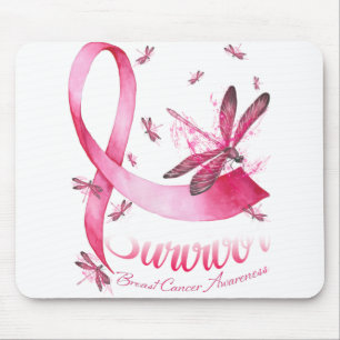 Tapis De Souris Survivant Dragonfly Pink Ribbon Cancer du sein