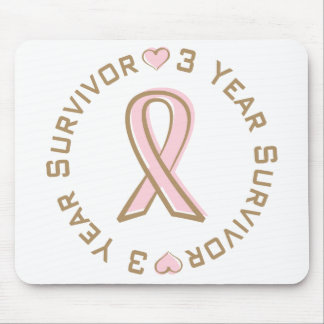 Tapis De Souris Survivant rose de cancer du sein de ruban 3 ans