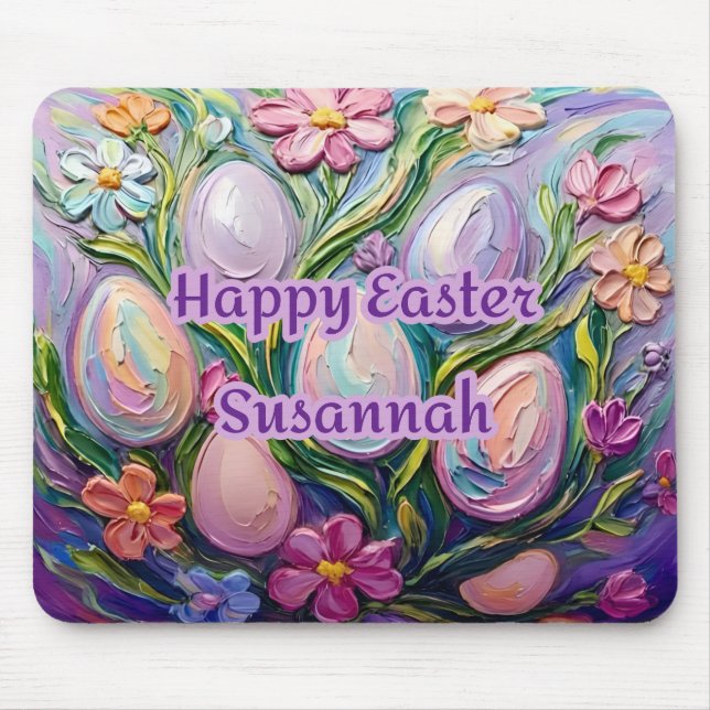 Tapis De Souris SUSANNAH ~ Œufs de Pâques 3D Fleurs ~  (Devant)