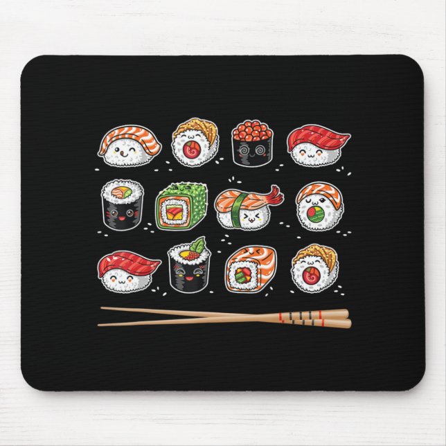 Tapis De Souris Sushi Anime Kawaii Nourriture japonaise Lover Otak (Devant)