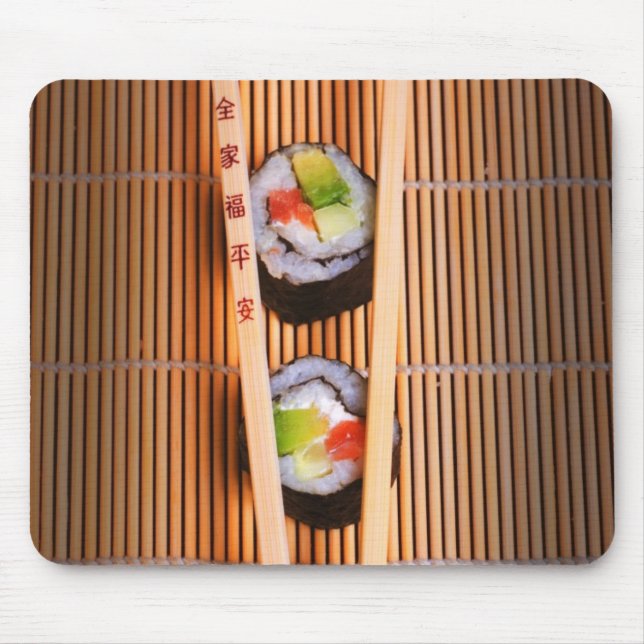 Tapis De Souris Sushi et baguettes en bois (Devant)
