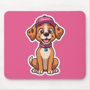 Tapis De Souris Sweet Cartoon Chien - Happy Puppy dans Sticker Cas