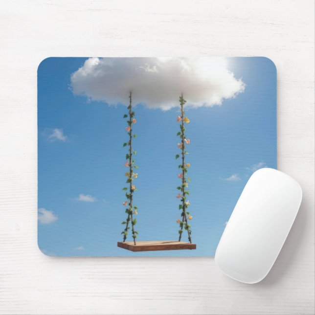 Tapis De Souris Swing Hanging From a Cumulus Cloud (Avec souris)