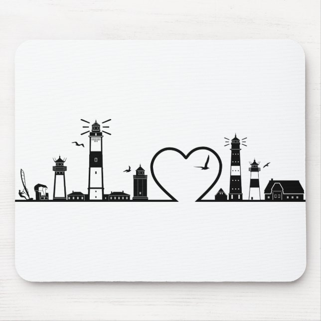 Tapis De Souris SYLT Nordsee Insel City Skyline Silhouette (Devant)