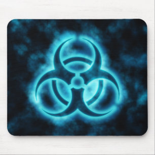 Tapis De Souris Symbole Bleu-Blanc Mousepad de Biohazard de lueur