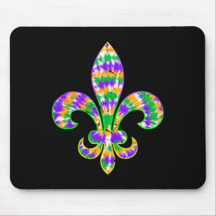 Tapis De Souris Symbole carnaval Tie Dye Fleur De Lis Mardi Gras N
