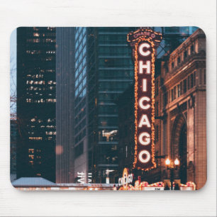Tapis De Souris SYMBOLE Chicago Illinois Neon Nuit