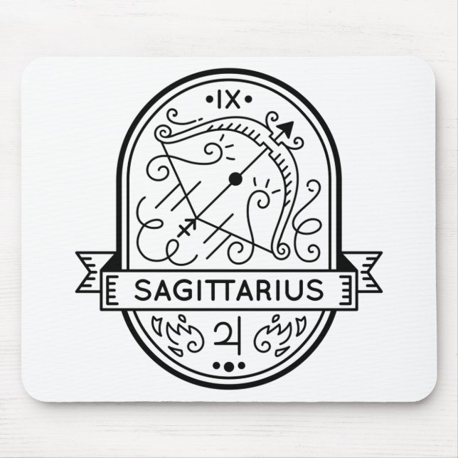 TAPIS DE SOURIS SYMBOLE DE BADGE ZODIAC SAGITTARIUS STOP (Devant)