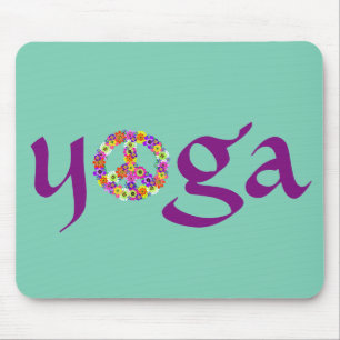 Tapis De Souris SYMBOLE DE LA PAIX Yoga Floral
