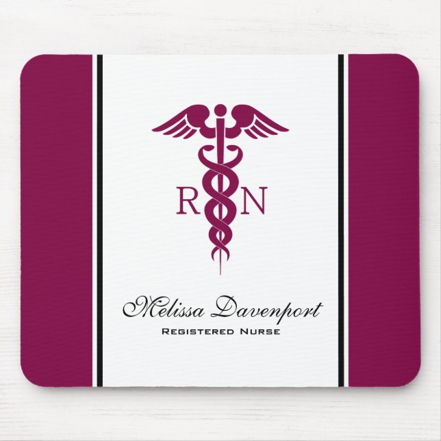 Tapis De Souris Symbole de la RN infirmière autorisée Simple Red C (Devant)