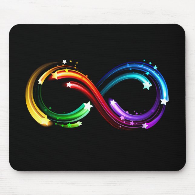 Tapis De Souris Symbole de l'infini des comètes arc-en-ciel (Devant)