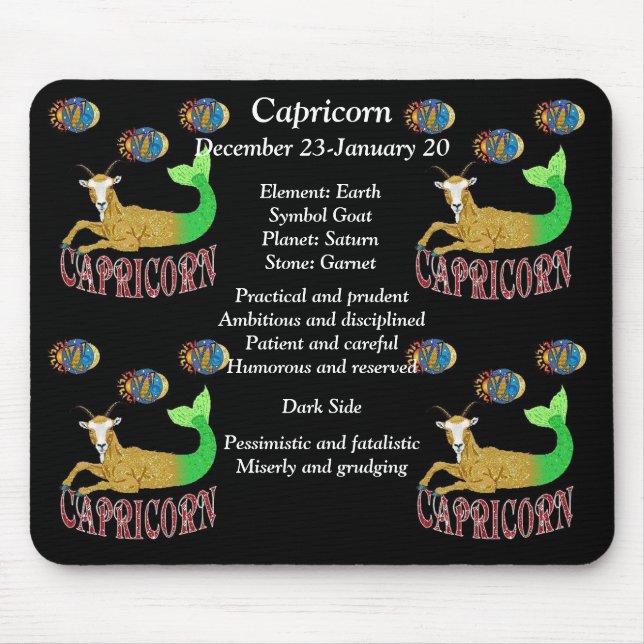 Tapis De Souris Symbole de naissance de Capricorne Zodiac Souris (Devant)