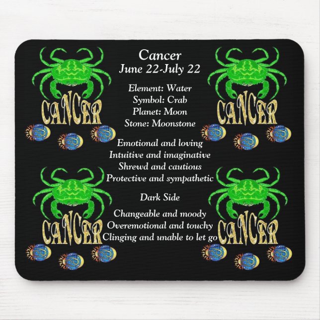 Tapis De Souris Symbole de naissance du cancer Zodiac Souris (Devant)