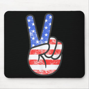Tapis De Souris Symbole de paix du drapeau américain T-shirt quatr