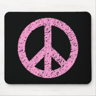 Tapis De Souris Symbole de paix tendu - rose sur noir