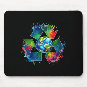 Tapis De Souris Symbole de recyclage avec la Terre support Jour de
