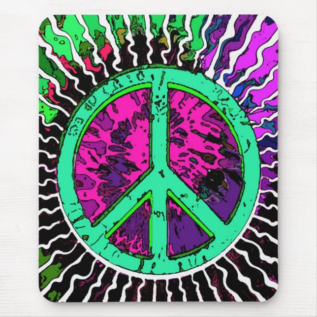 Tapis De Souris SYMBOLE DE SÉCURITÉ DE L'Hippie (Devant)