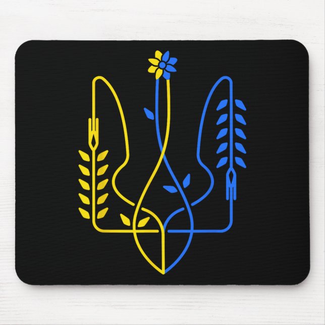 Tapis De Souris Symbole de trident doré d'Ukraine Drapeau ukrainie (Devant)