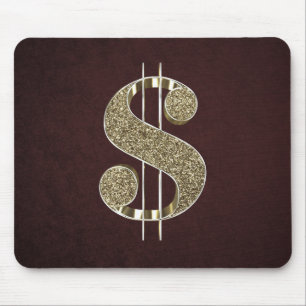 Tapis De Souris Symbole dollar de Bling 3D d'or