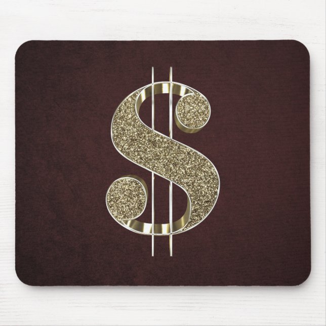 Tapis De Souris Symbole dollar de Bling 3D d'or (Devant)