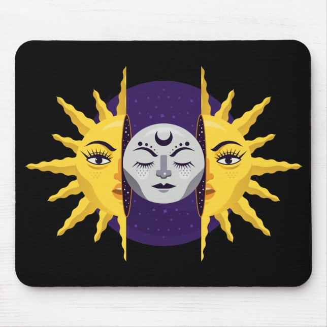 Tapis De Souris Symbole du soleil et de la lune (Devant)