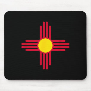 Tapis De Souris Symbole du soleil Zia rouge du drapeau du Nouveau-