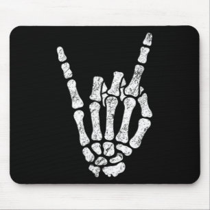 Tapis De Souris Symbole Halloween Rock Hand Sign Skeleton Rock N R
