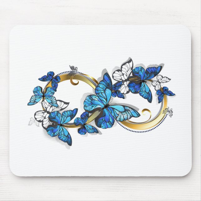Tapis De Souris Symbole infini de papillons Morpho bleus (Devant)