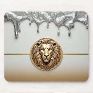 Tapis De Souris Symbole Lion Doré Luxe Métal 🦁