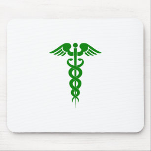 Tapis De Souris Symbole Médicale Caduceus Vert