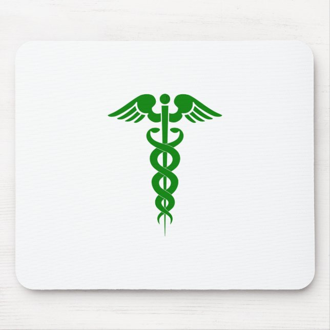Tapis De Souris Symbole Médicale Caduceus Vert (Devant)