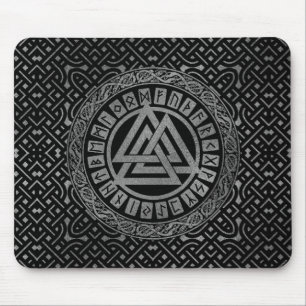Tapis De Souris Symbole métallique argenté de Valknut sur le motif