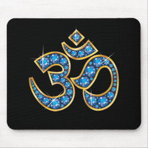 Tapis De Souris Symbole Om avec Pierres "Aquamarine"