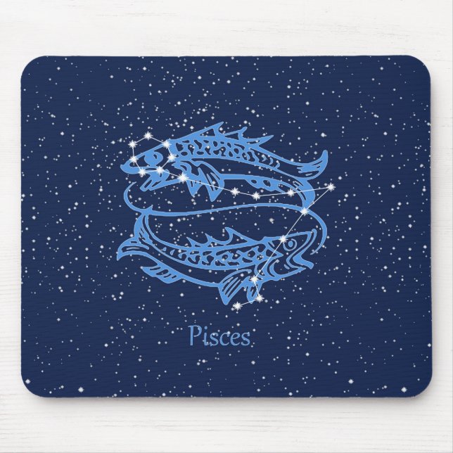 Tapis De Souris Symbole Poissons Constellation et Zodiaque avec ét (Devant)