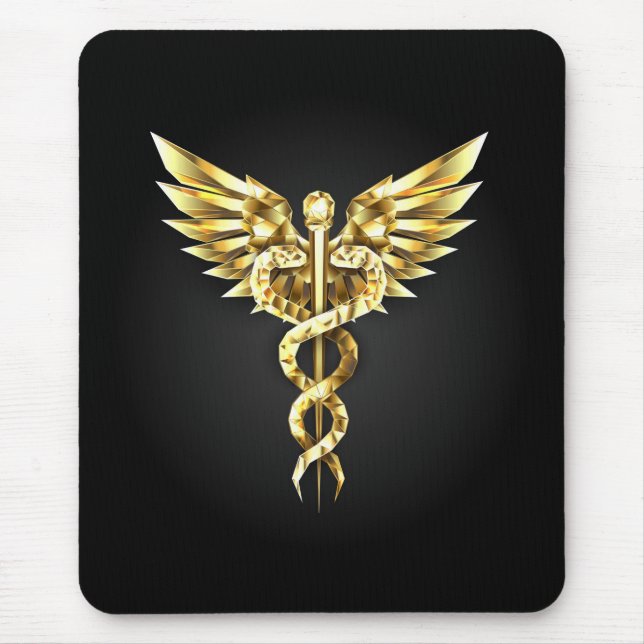 Tapis De Souris Symbole Polygonal Or Caduceus (Devant)