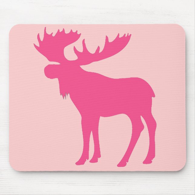Tapis De Souris Symbole simple d'orignal rose (Devant)
