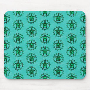 Tapis De Souris Symbole Soleil Noir Vert Maori Tortues tribales