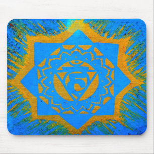Tapis De Souris symbole tantrique en or bleu