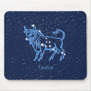 Tapis De Souris Symbole Taurus Constellation et Zodiaque avec étoi