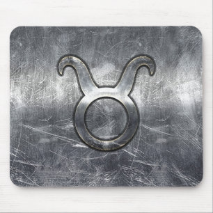 Tapis De Souris Symbole Taurus Zodiac Grunge Argent Style déstress