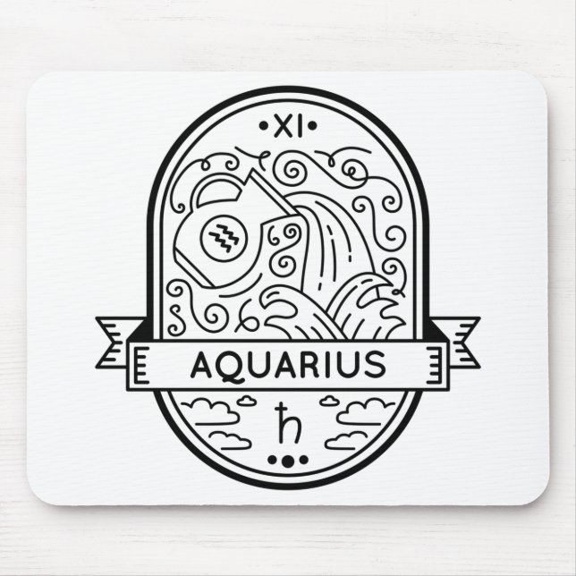 TAPIS DE SOURIS SYMBOLE ZODIAC BADGE AQUARIUS STROK (Devant)