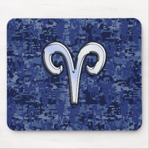 Tapis De Souris Symbole Zodiaque de Aries moderne Marine Camo numé