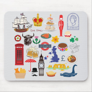 Tapis De Souris Symboles britanniques du Royaume-Uni