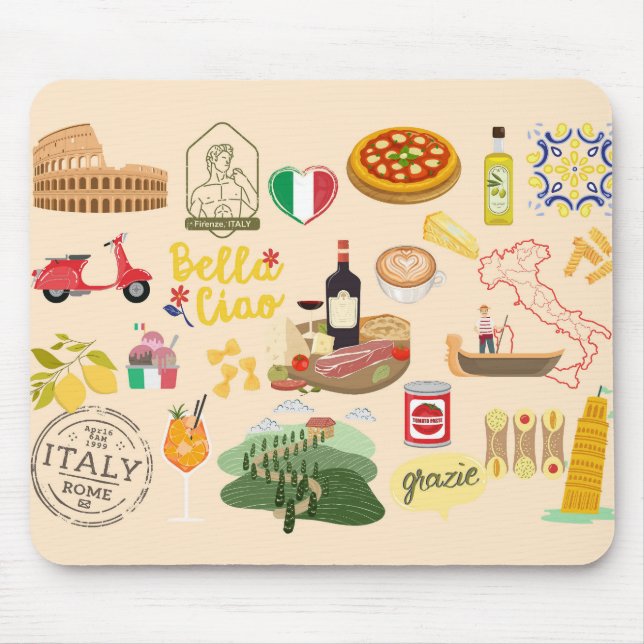 Tapis De Souris Symboles de l'Italie (Devant)