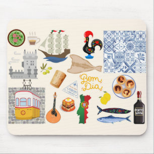 Tapis De Souris Symboles du Portugal pour les amoureux du voyage