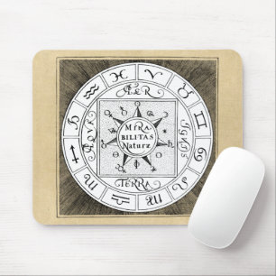 Tapis De Souris Symboles zodiaques et planètes Mandala